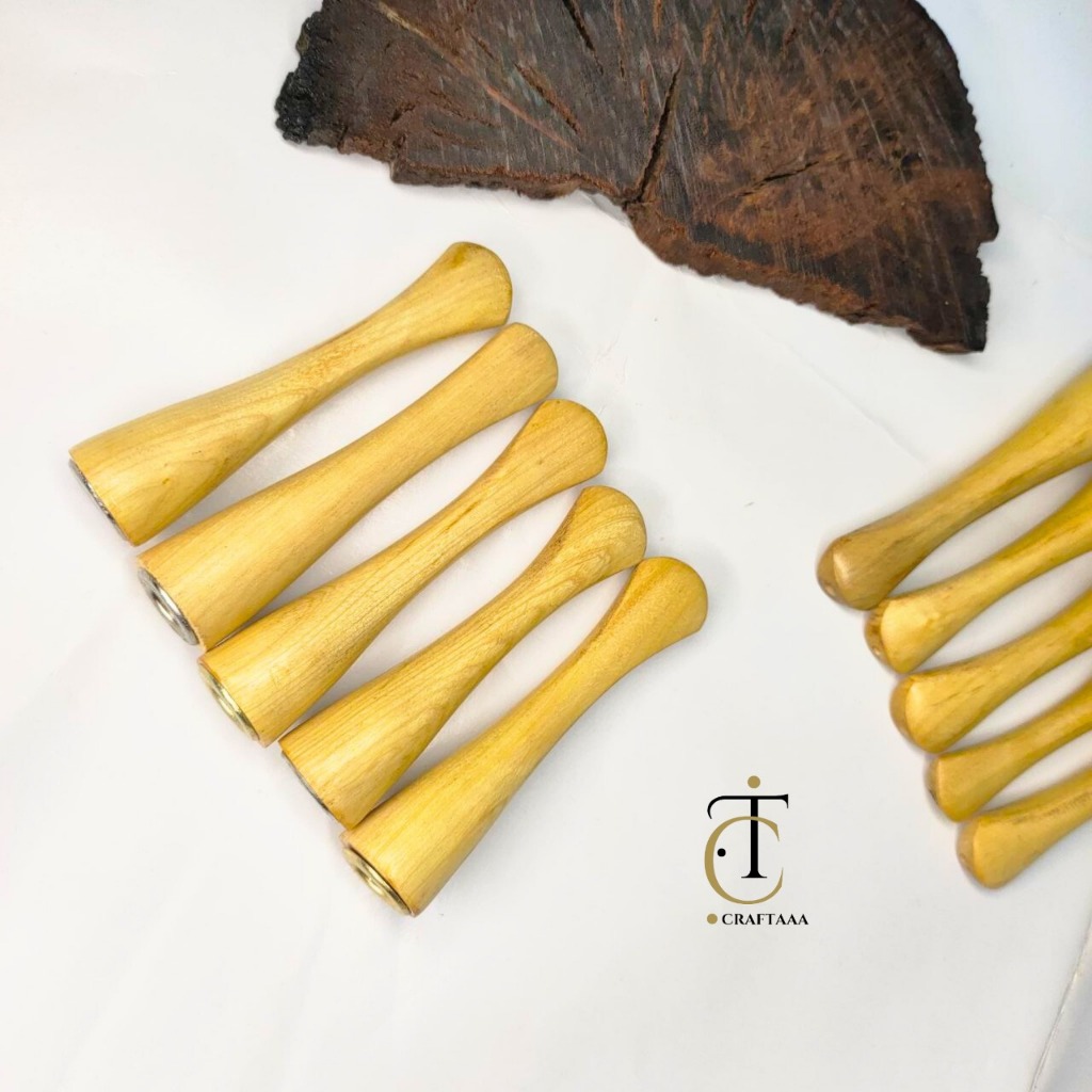 Once Pipa Pipo Cangklong 7 cm Bahan Kayu Kemuning Gading