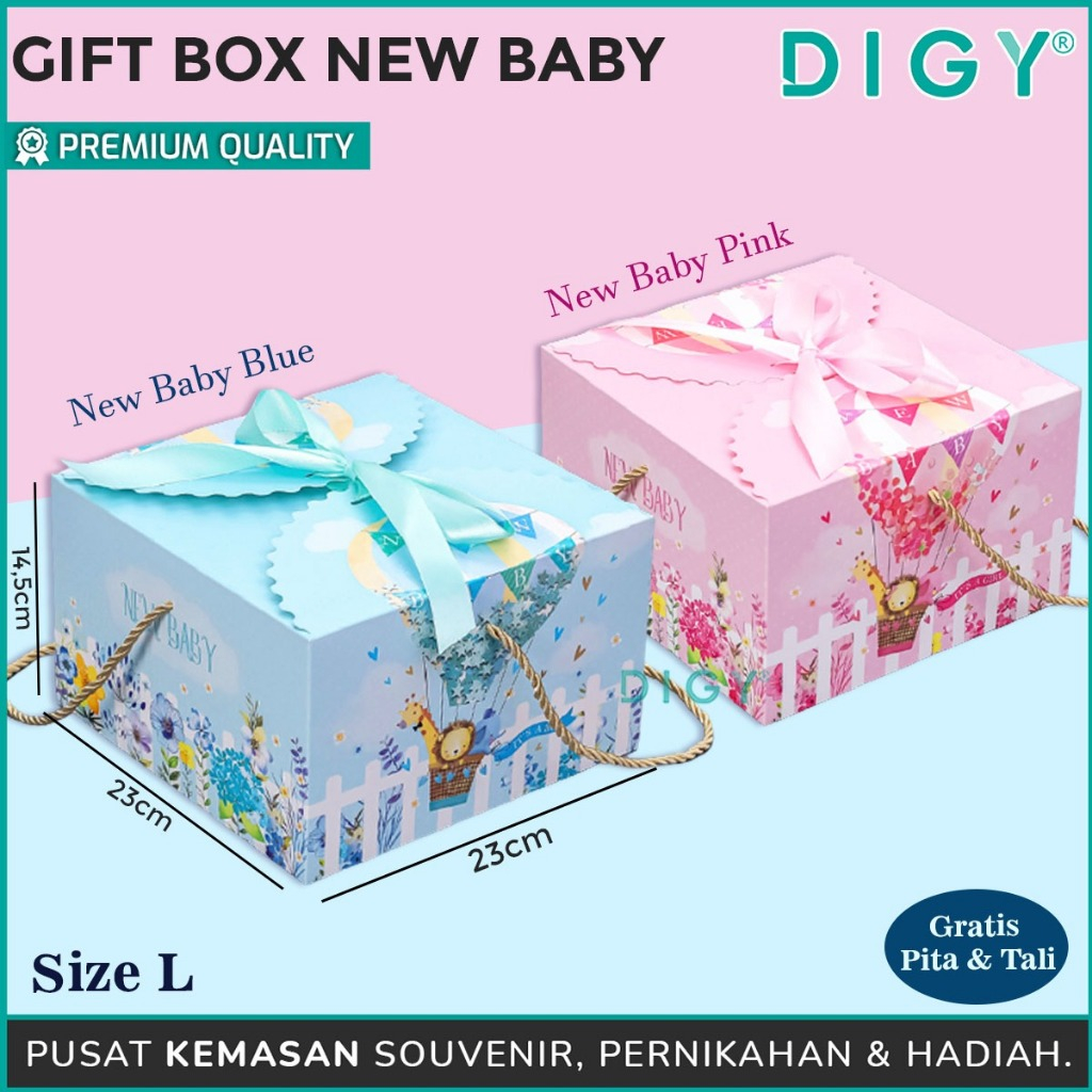 

READY STOK Gift box baby girl baby boy / Hampers Wedding Pink hampers buat new baby Plus Pita / Pink Biru Ungu Dus Hadiah