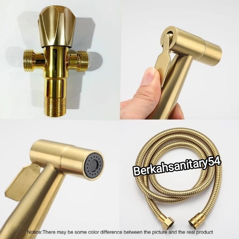 Paket Komplit Jet Shower Gold + Stop Kran Cabang Gold/Jet Shower Cebok/Jet Shower Closet