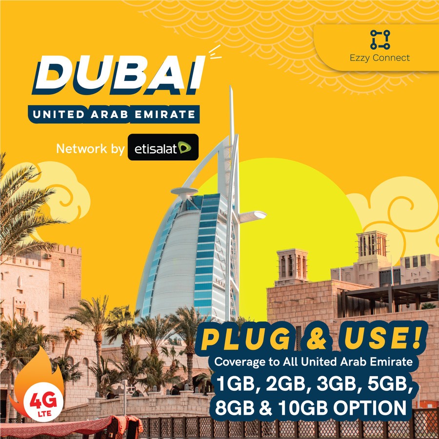 SimCard Dubai UAE BIG DATA by EzzyConnect | Simcard UAE Dubai Plug & Play JUMBO FULL KUOTA