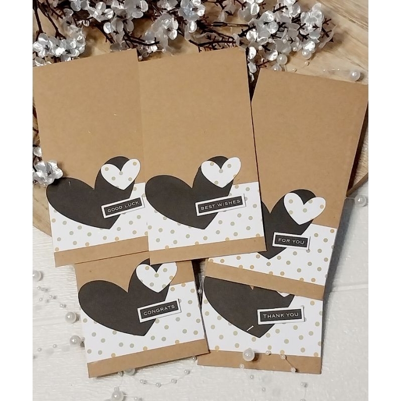 

amplop coklat polka hati 5pcs uang angpau lebaran wedding gift die cut