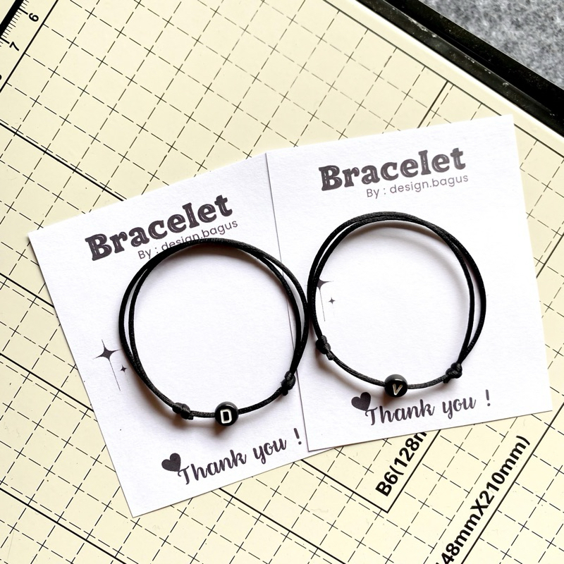 GELANG INISIAL HURUF BULAT (TALI SATIN)