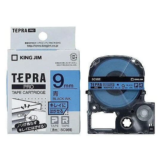 

(Khusus BATAM) King Jim SC9BE Tepra PRO Tape 9mm, Peelable, Blue Label Black Text