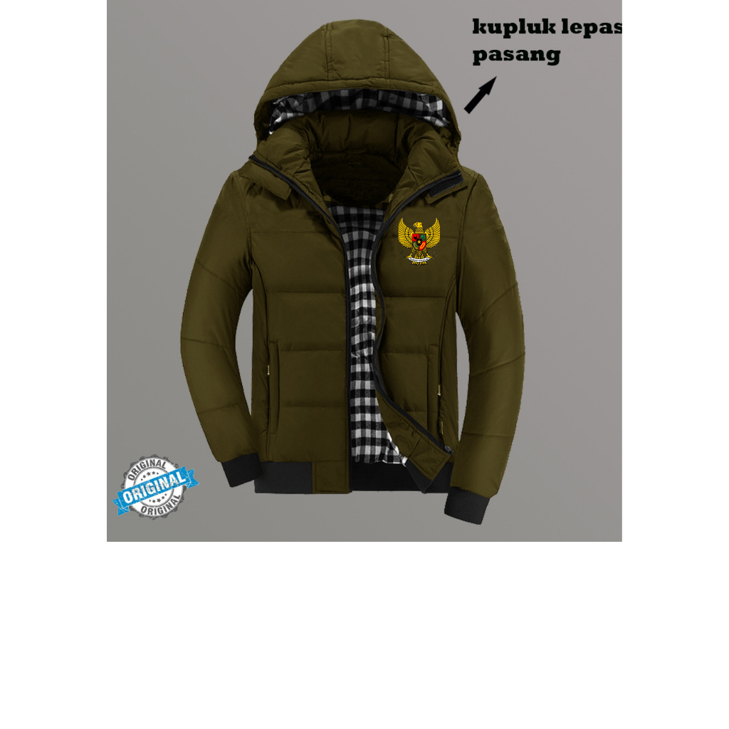 Jaket Logo Garuda | Jaket Pria | Jaket Semi Parka Tebal Tahan Angin & Air | Jaket Parka Kupluk | Jak