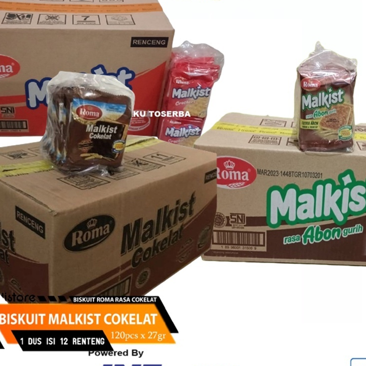 

1 Dus Roma Malkist Sachet Ecer 1.000 Isi 12 Renceng (120 pcs) / 1 Karton Malkis
