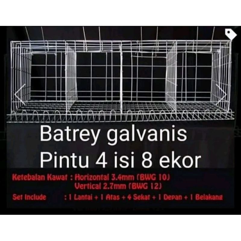 Kandang Batre Galvanis Ayam Petelur Pintu 4 isi 8 Ekor Sekat Lengkap