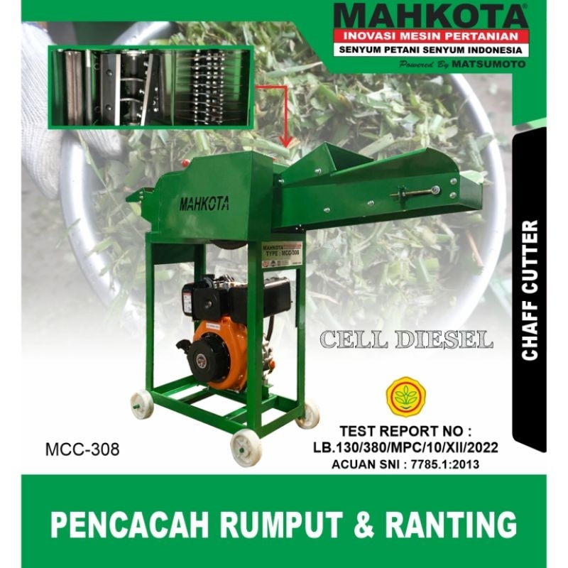 Mesin Pencacah Rumput & Ranting MAHKOTA MCC-308 + Mesin Diesel 7 HP