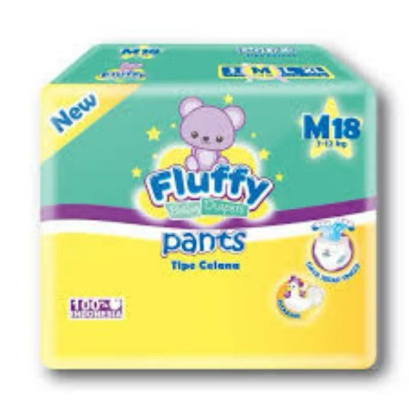 FLUFFY PANTS UKURAN M ISI 18 & 30 + 2 Pampers murah