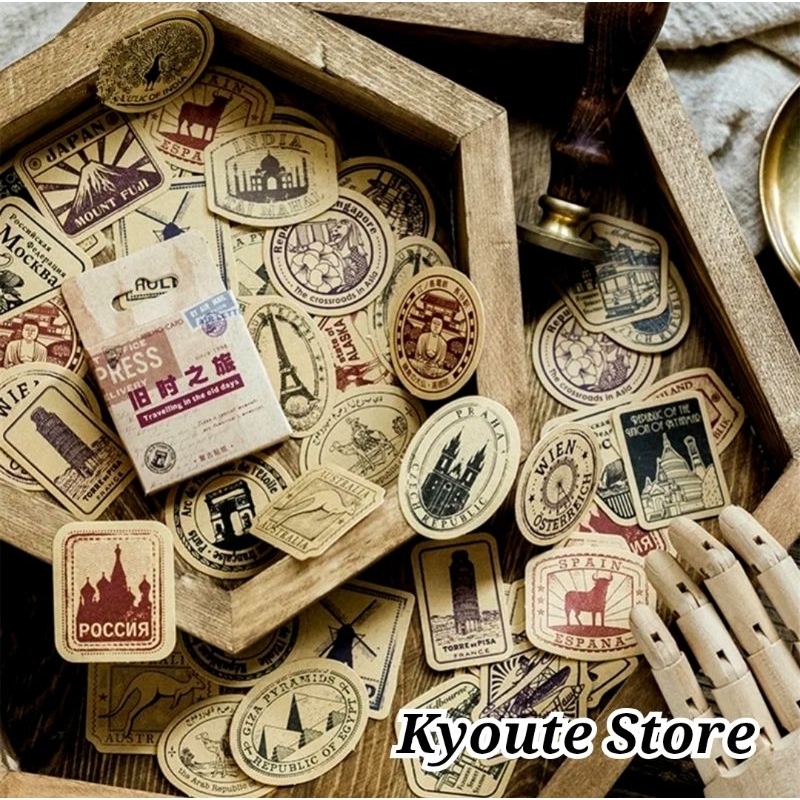 

46 pcs Sticker Vintage Retro Country Stamp Scrapbook DIY Planner Journaling Stempel Sealing Sticker
