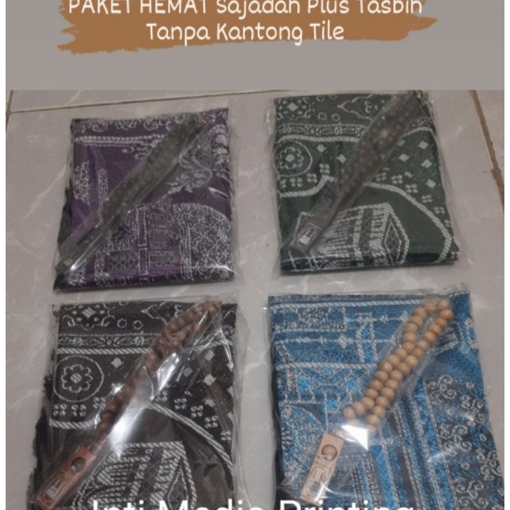 STAR PROMO Paket Souvenir Sajadah Muka Turki plus Tasbih Bungkus Plastik Cocok Buat Souvenir Haji