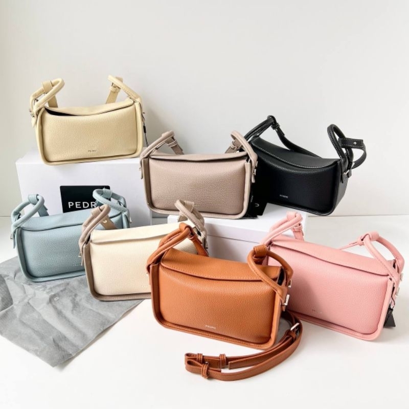 RESTOCK  Tas Pedro selempang jinjing shoulder hitam coklat biru kuning nude pink