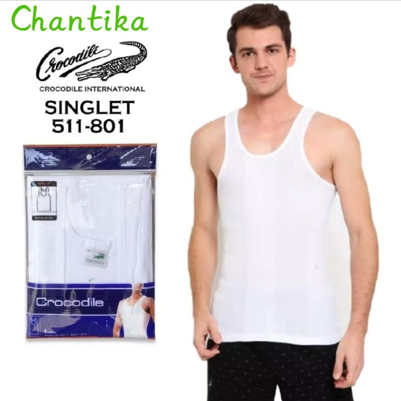Crocodile Kaos dalam Pria SALUR 801V Singlet crocodile Katun original