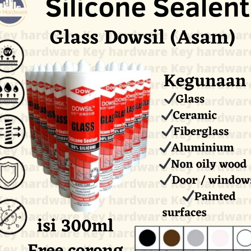 HJ6 Lem Silicone Sealant dowsil glass asam Lem Kaca aquarium Dll Dowsil