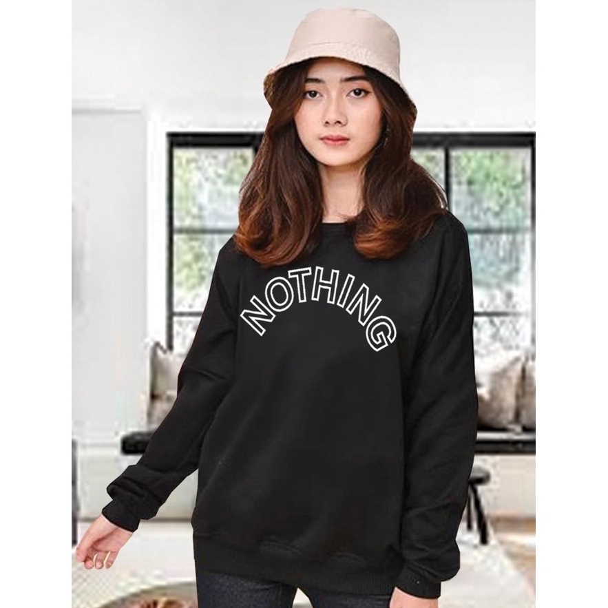 Bagus Dipakai Kaos Lengan Panjang NOTHING Kaos Sweatshirt  Atasan Wanita  Atasan Wanita Lengan Panja