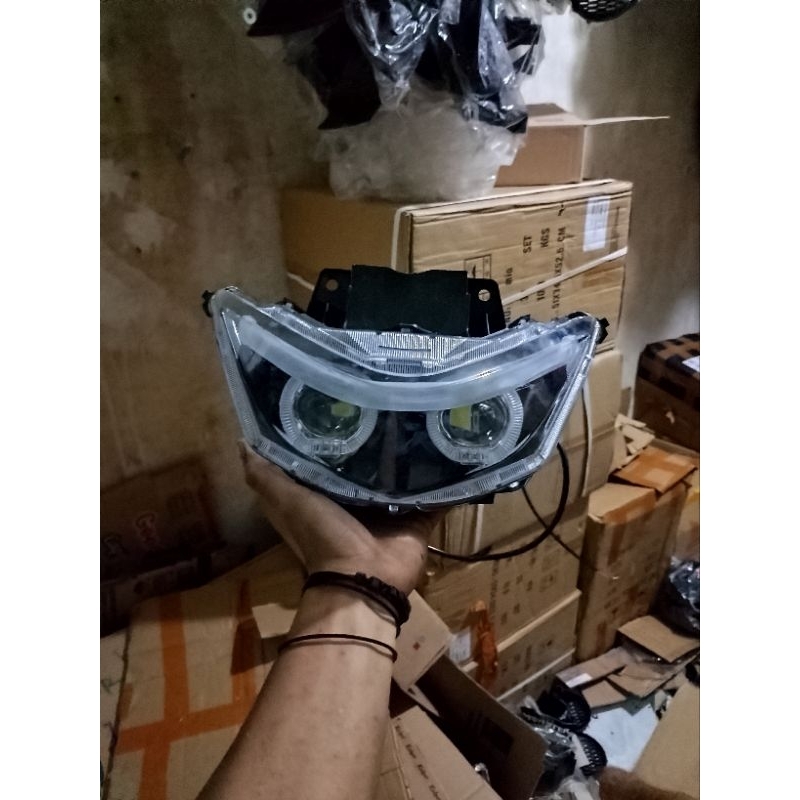 Satu Paket Reflektor Kedok Lampu Depan Beat Deluxe 2020 2021 2022 Beat Street ABS Custom Biled Ala A