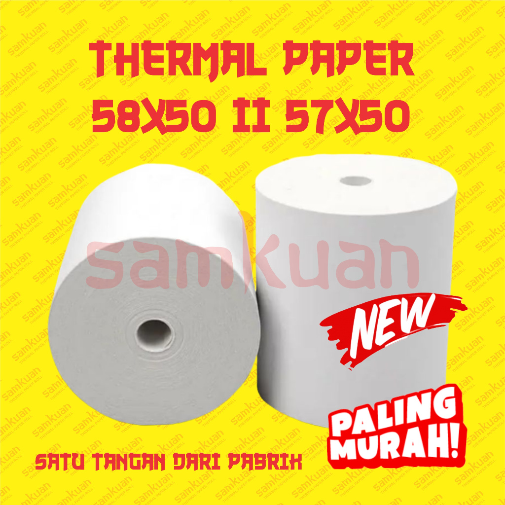 

KERTAS THERMAL STRUK KASIR / PPOB PAPER ROLL 57X50 58X50 CORELESS TERMAL POS RECEIPT MINI PRINTER BLUETOOTH 58MM 57X50MM 58X50MM PANDA VSC EPPOS IWARE CORELESS TANPA CORE