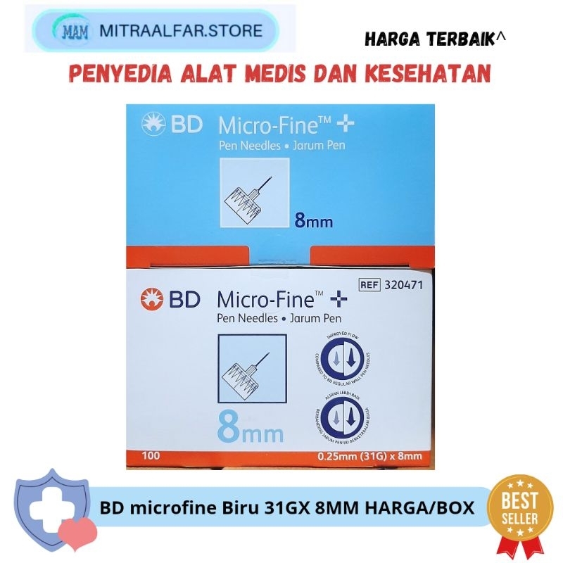 BD Jarum Insulin Micro Fine Pen Needle Biru 8MM Harga/Box
