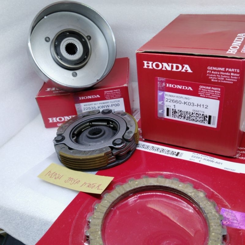 Lonceng kopling K03+Kampas ganda assy KWW+Kampas kopling KWW (3aitem) Revo fi injeksi, revo x injeks