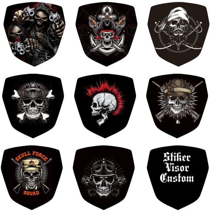 Stiker Visor Winshield Tameng Yamaha Nmax 150 155 Old / NEW  / NMAX TURBO - Tengkorak