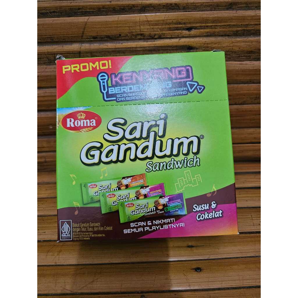 

Sari gandum sandwich Cokelat saset 1 Kotak isi 12 pcs