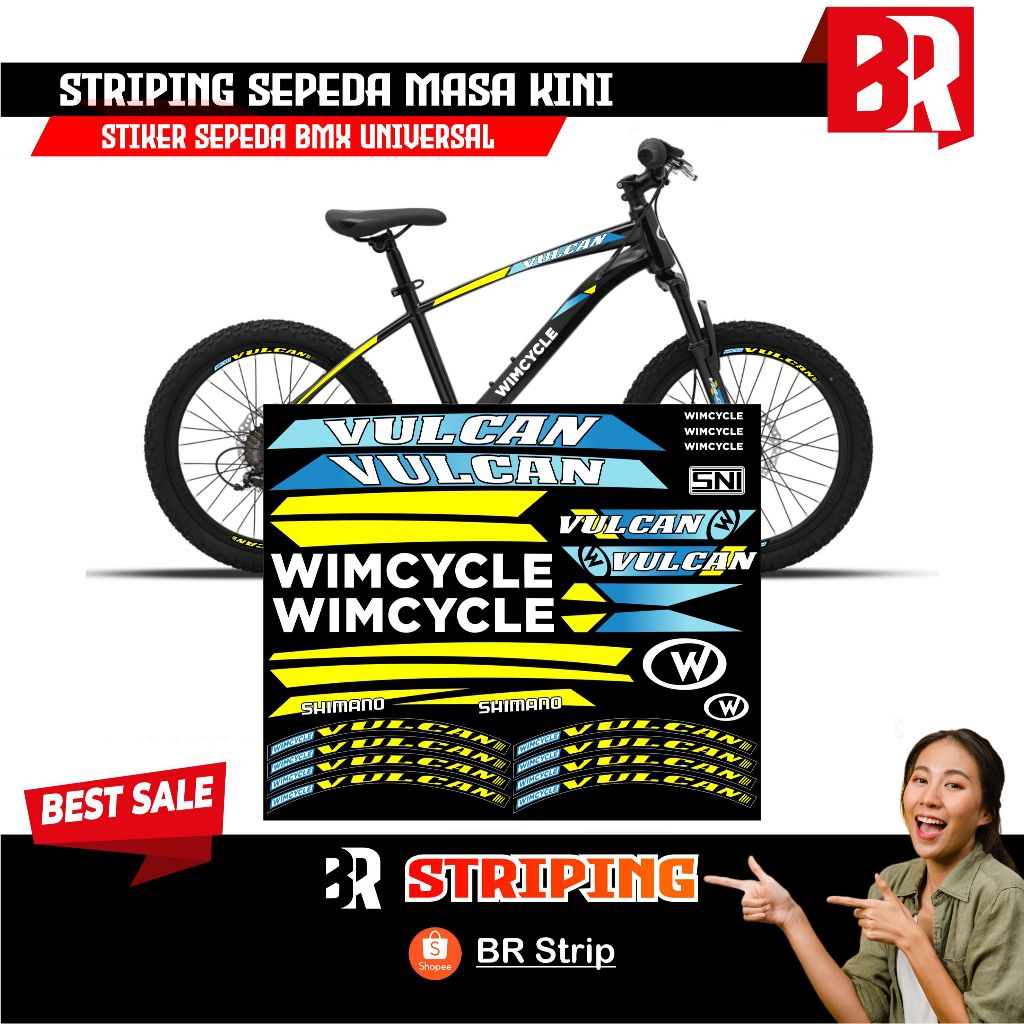 NEW stiker striping sepeda wimcycle vulcan 20 BMX decal glossy lentur anti air