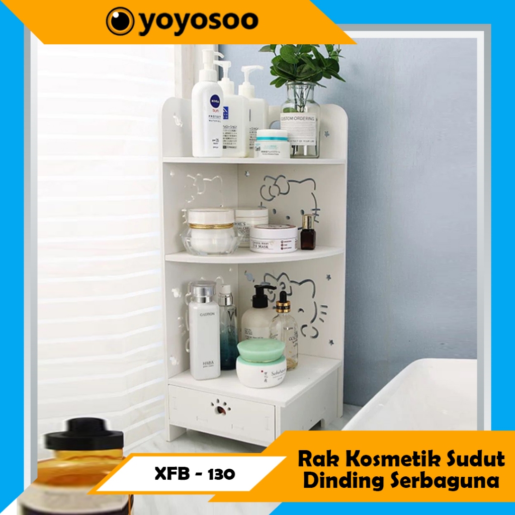 Rak penyimpanan kamar mandi berdiri di lantai rak sudut kamar mandi penyimpanan sampo toilet - YOYOS