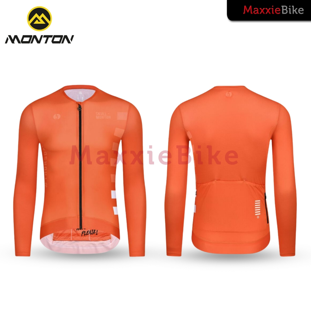 Skull Monton Baju Jersey Sepeda Pria Lengan Panjang Thursday II Orange Mens Cycling Jersey