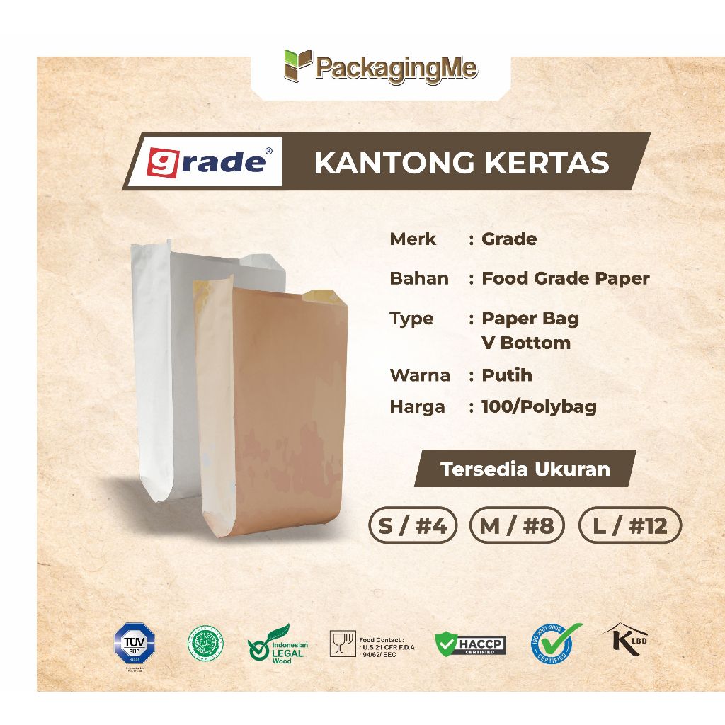 

GRADE Kantong Kertas V Bottom Food Grade