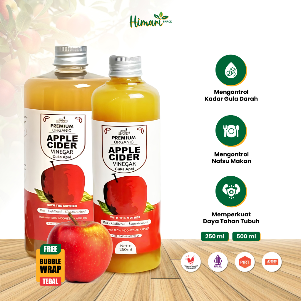 

Cuka Apel Original Suur Lemoen Apple Cider Vinegar Kemasan Botol 250ml dan 500ml