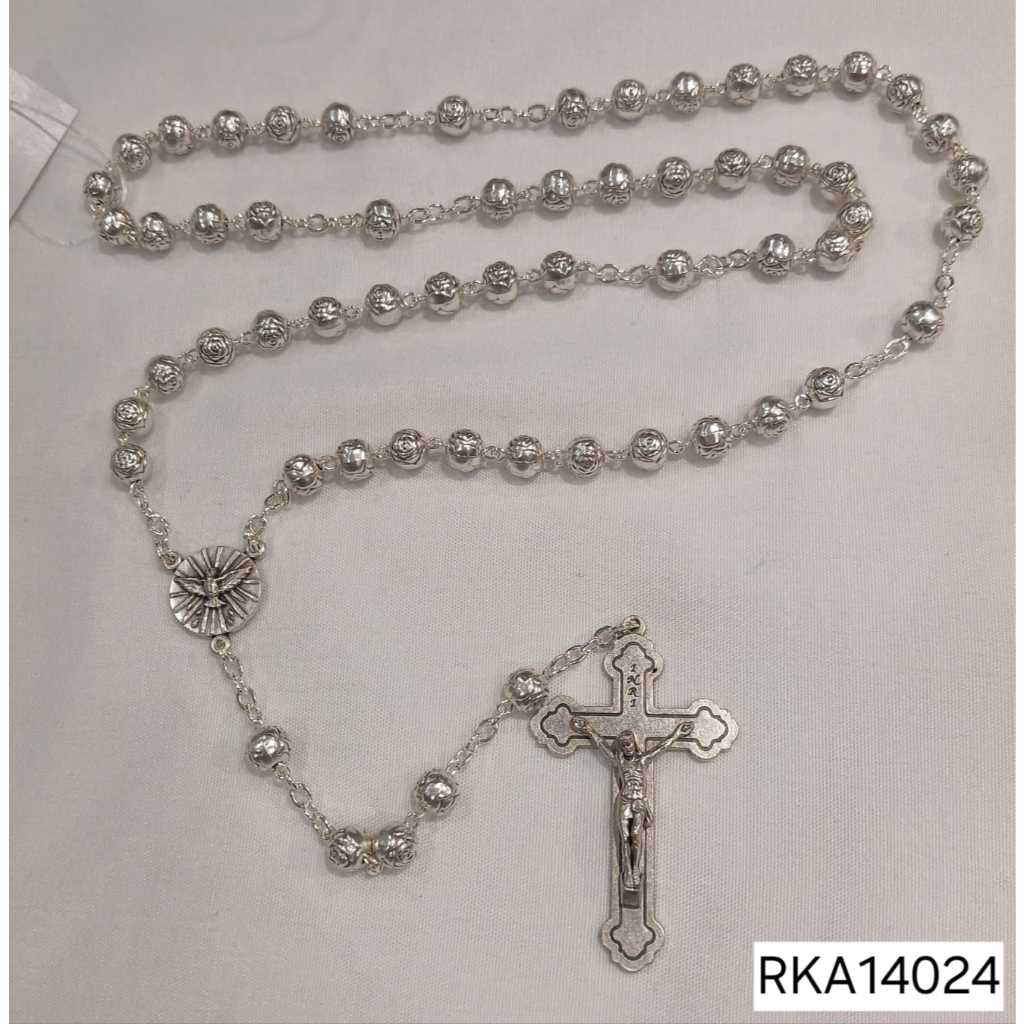 Rosario Metal Warna Perak Bentuk Mawar Toko Katolik