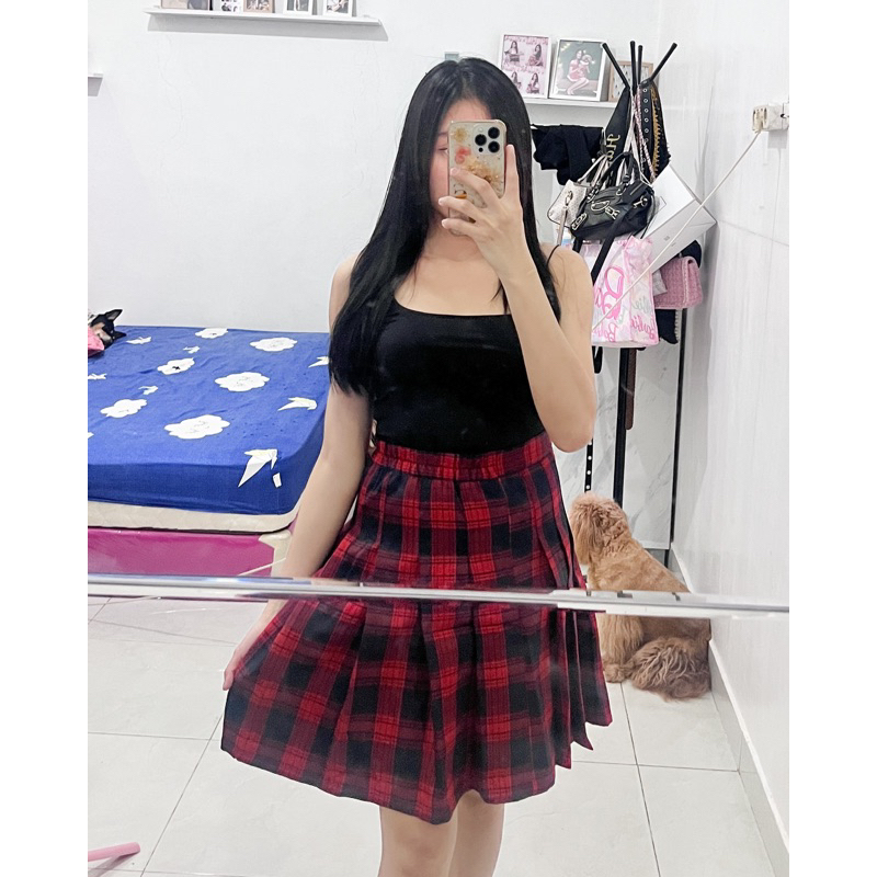 PRELOVED BARU midi mini skirt tennis tantan kotak kotak / rok cewek wanita