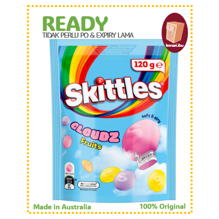 

Permen Skittles Cloudz Fruits Chewy Lollies | Kemasan 120g - Permen 100% ORIGINAL dari AUSTRALIA