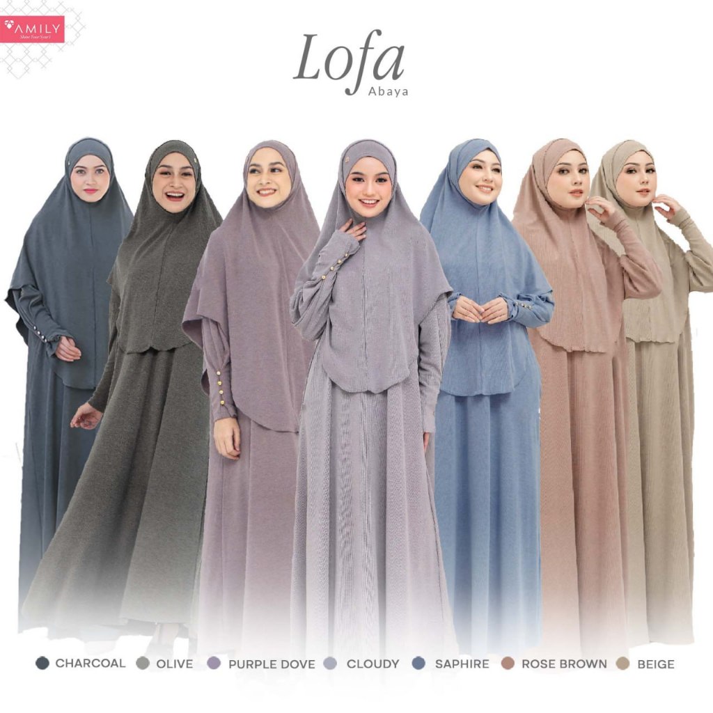 LOFA SET HIJAB AMILY HIJAB DRESS SET HIJAB SYARI CANTIK JILBAB POLOS JUMBO GAMIS BUSUI FRIENDLY KERU