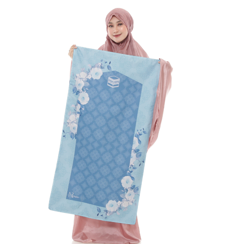 Sajadah Traveling - Anyelir Biru Waterproof Anti Slip Sajadah Traveler Travelling Turkey Tipis Grosi