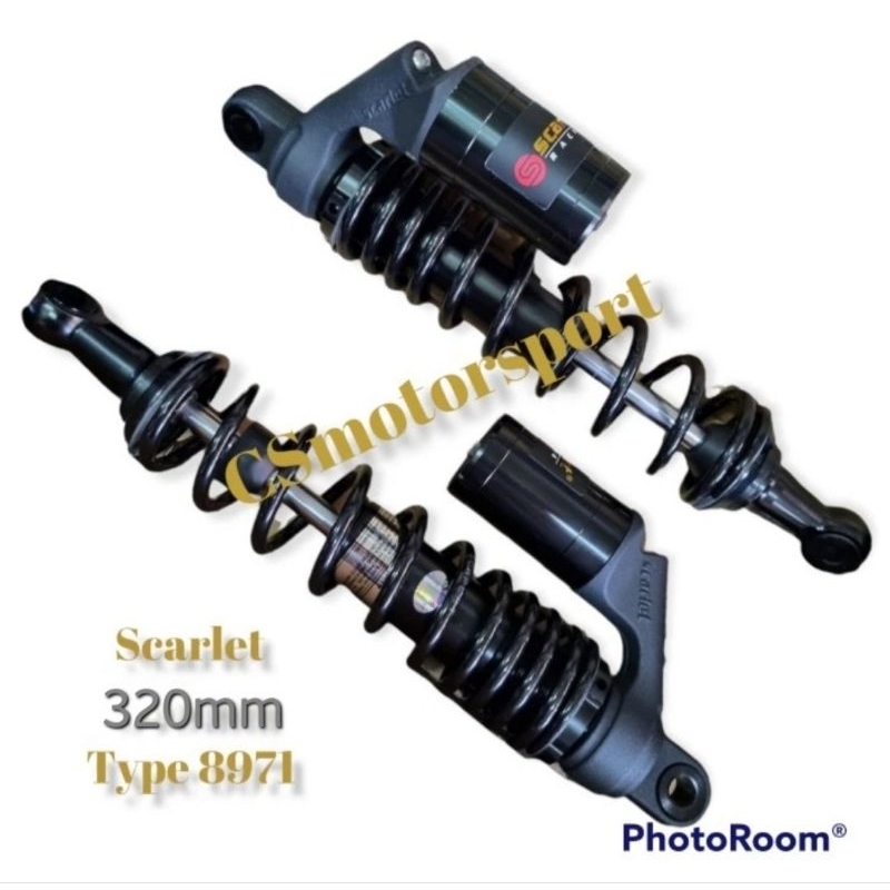 shock belakang tabung scarlet 320mm black series 8971