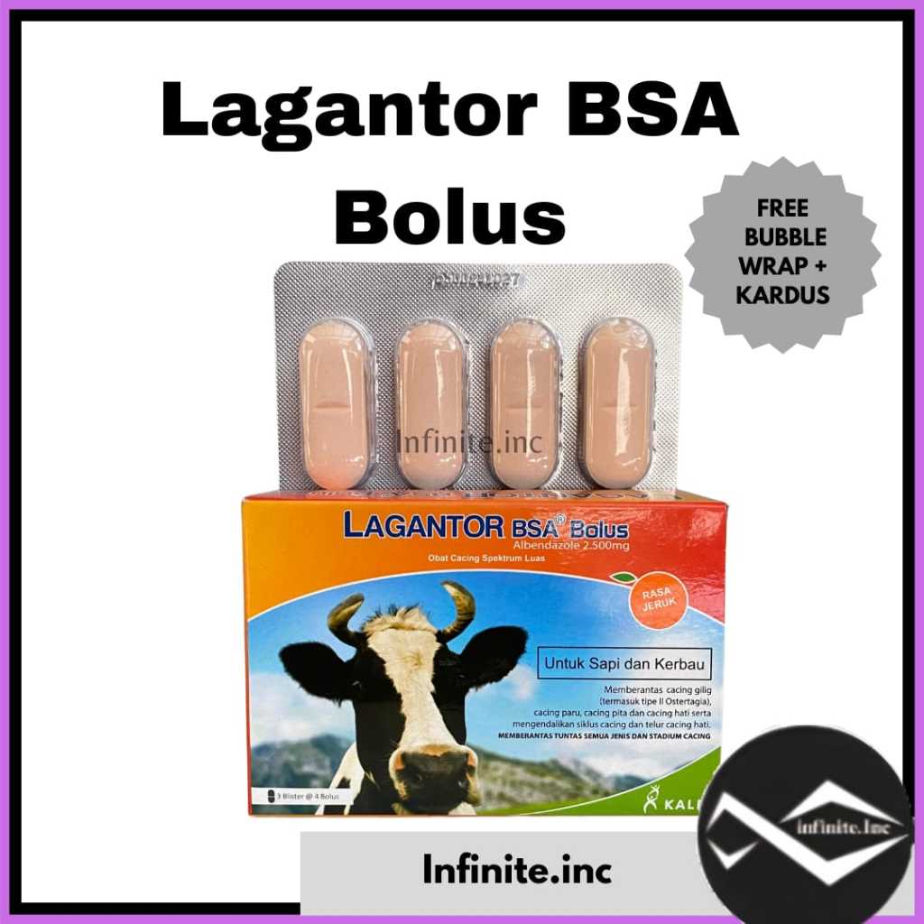 LAGANTOR BSA ISI 1 Tablet (Kemasan Blister) - Obat Cacing Sapi Paling Ampuh Rasa Jeruk