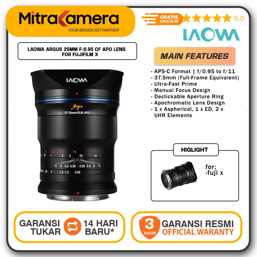 Laowa Argus 25mm f/0.95 CF APO for FUJI X