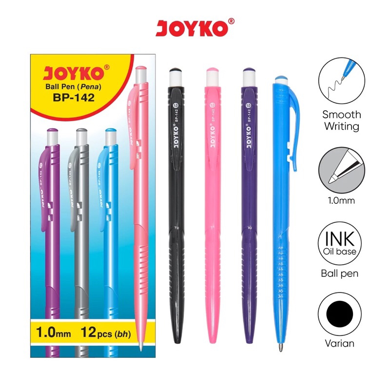 

Ball Pen Pulpen Pena Joyko BP-142 1.0 mm 1 Box 12 Pcs