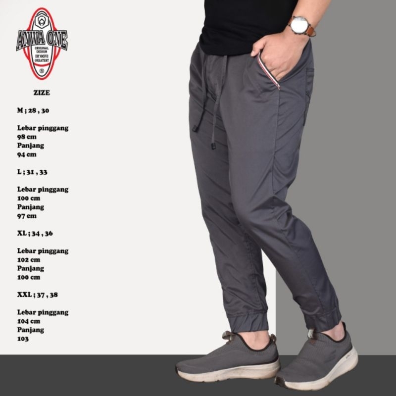 Celana Jogger Pants Pria Terbaru Anwa One Premium Edition,Celana Jogger Pria Slim fit Original Anwa 