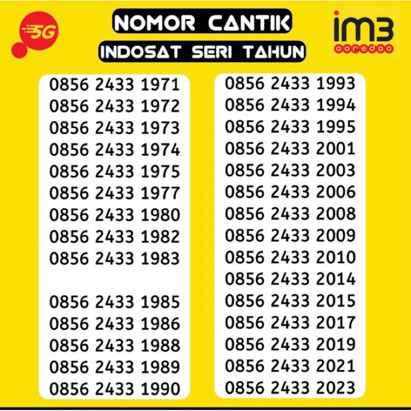 nomor cantik indosat seri tahun nomor cantik jogja