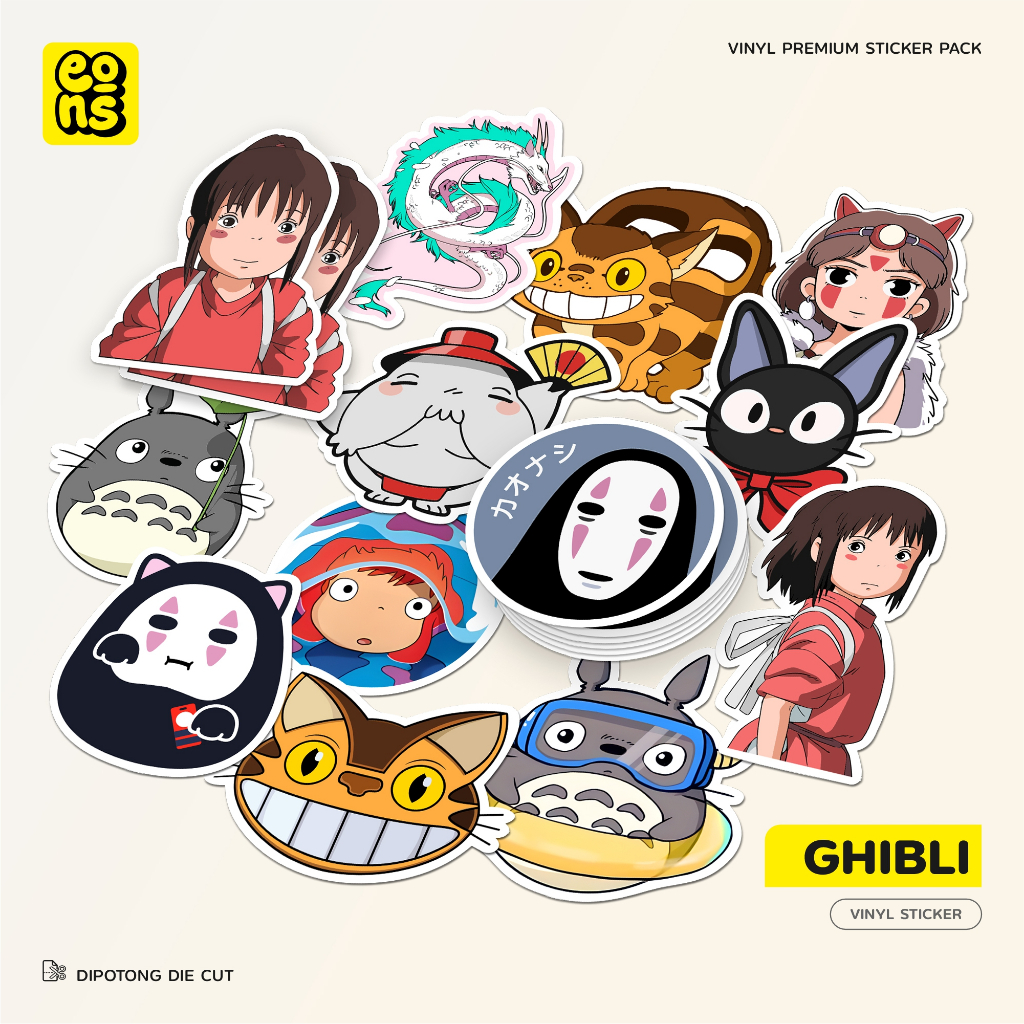 

Stiker Pack Ghibli Die Cut Paper Vinyl Waterproof Sticker Laptop Diary Notebook Koper Casing Phone