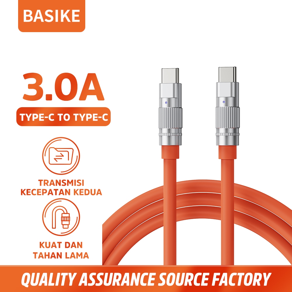(HOT)BASIKE Kabel Data Type C to Type C 100W Charger Fast Charging for iPhone Samsung Xiaomi OPPO