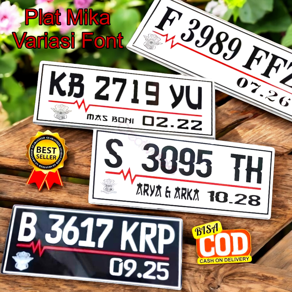 Plat Motor Mika Variasi Desain Font - Plat Nomor Motor Akrilik Variasi Font Desain Baut Tanam