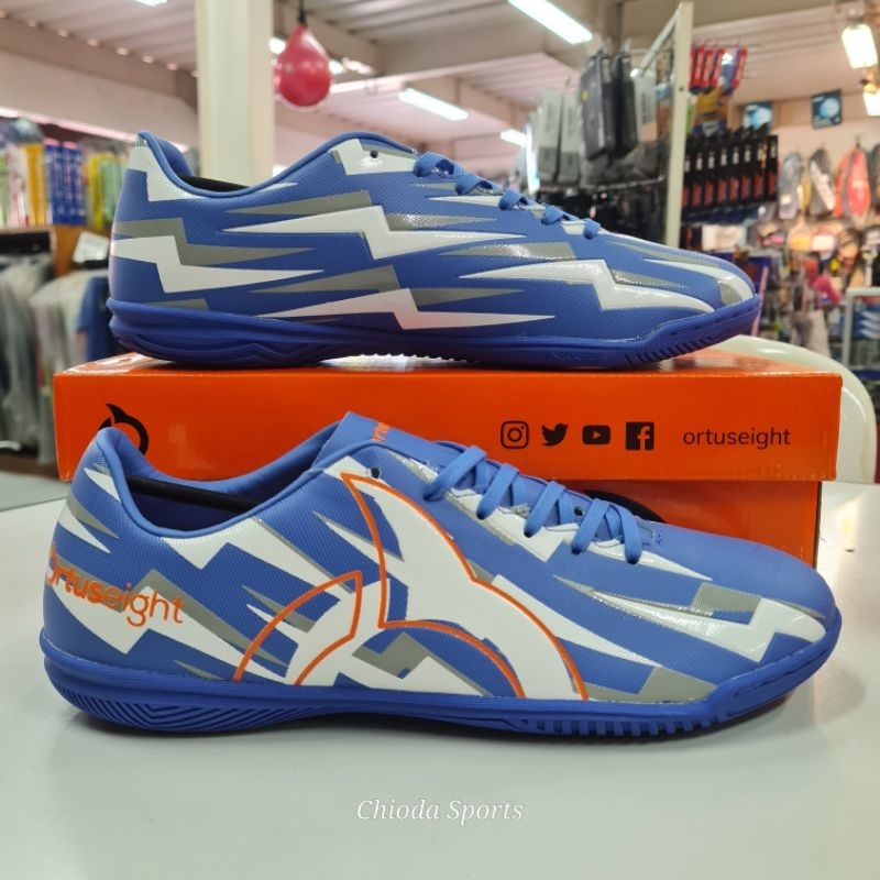 Sepatu Spatu Shoes Futsal Putsal Ortuseight Ortus Eight Volt V2 Biru Original
