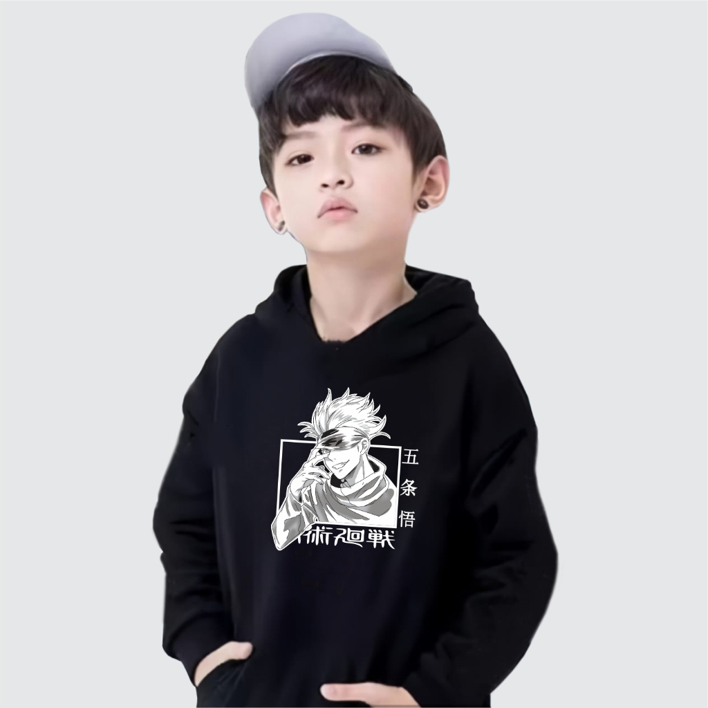 Anime Jujutsu Kaisen Gojo Satoru Sweater Hoodie Anak Laki-Laki Dan Perempuan Usia 4-13 Tahun