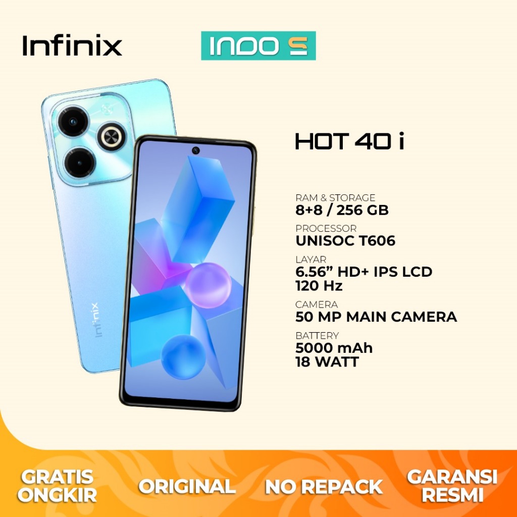 Infinix Hot 40i 8/256GB - Up to 16GB Extended RAM - Unisoc T606 - 90Hz Punch Hole