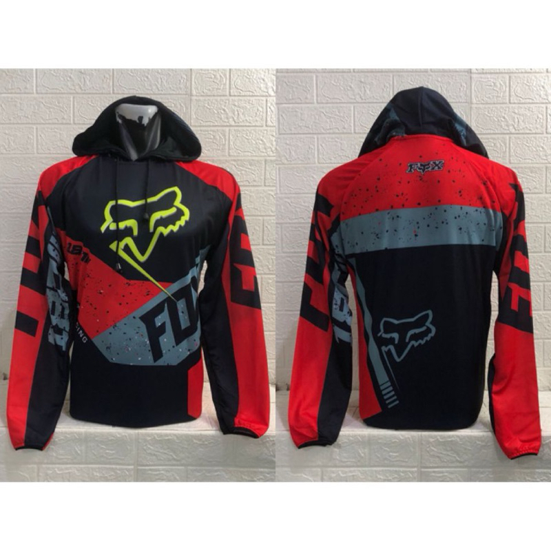 Kaos Jersey Kupluk Motorcross Trail Fullprinting lengan panjang