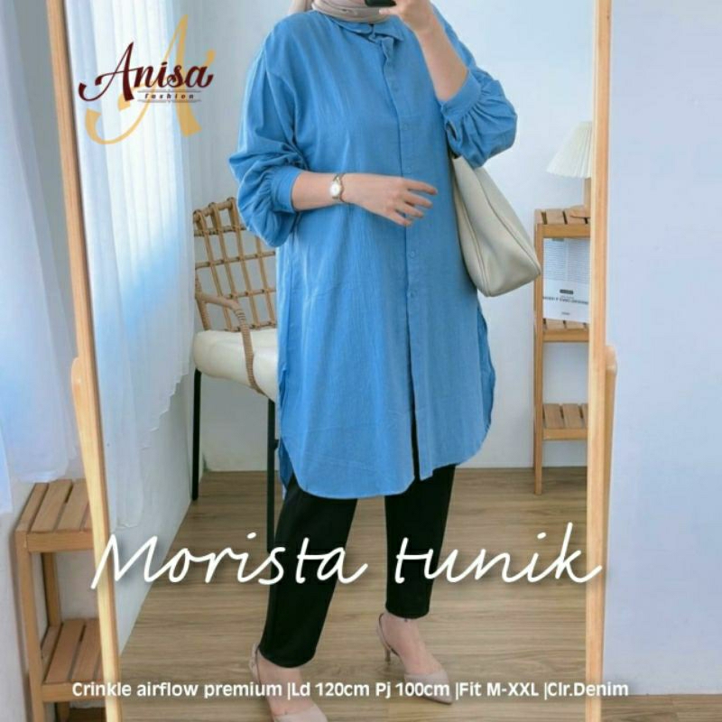 Moriesta Denim LD 120 Tunik BIG SIZE warna Polos By Annisa