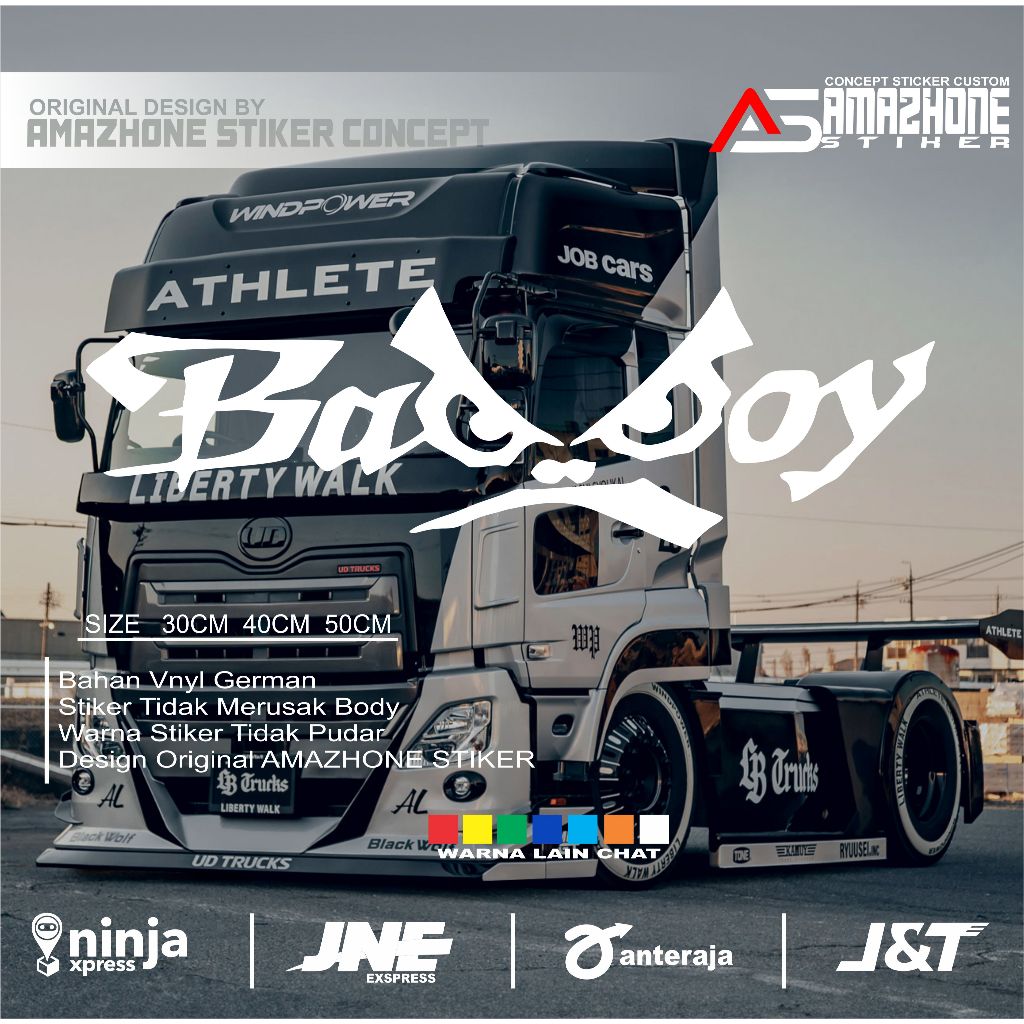 Stiker badboy stiker cutting variasi kaca belakang mobil sticker tulisan badboy