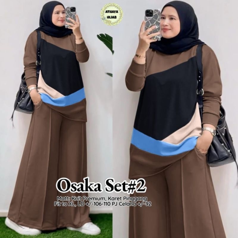 Setelan Wanita Kulot Jumbo FIT XL XXL Osaka Set #2 Athaya Hijab